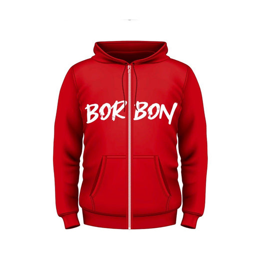 White on red Zip Up Hoodie
